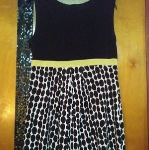 NWOT Brown, Yellow,White Polka Dot Sleevless Dress